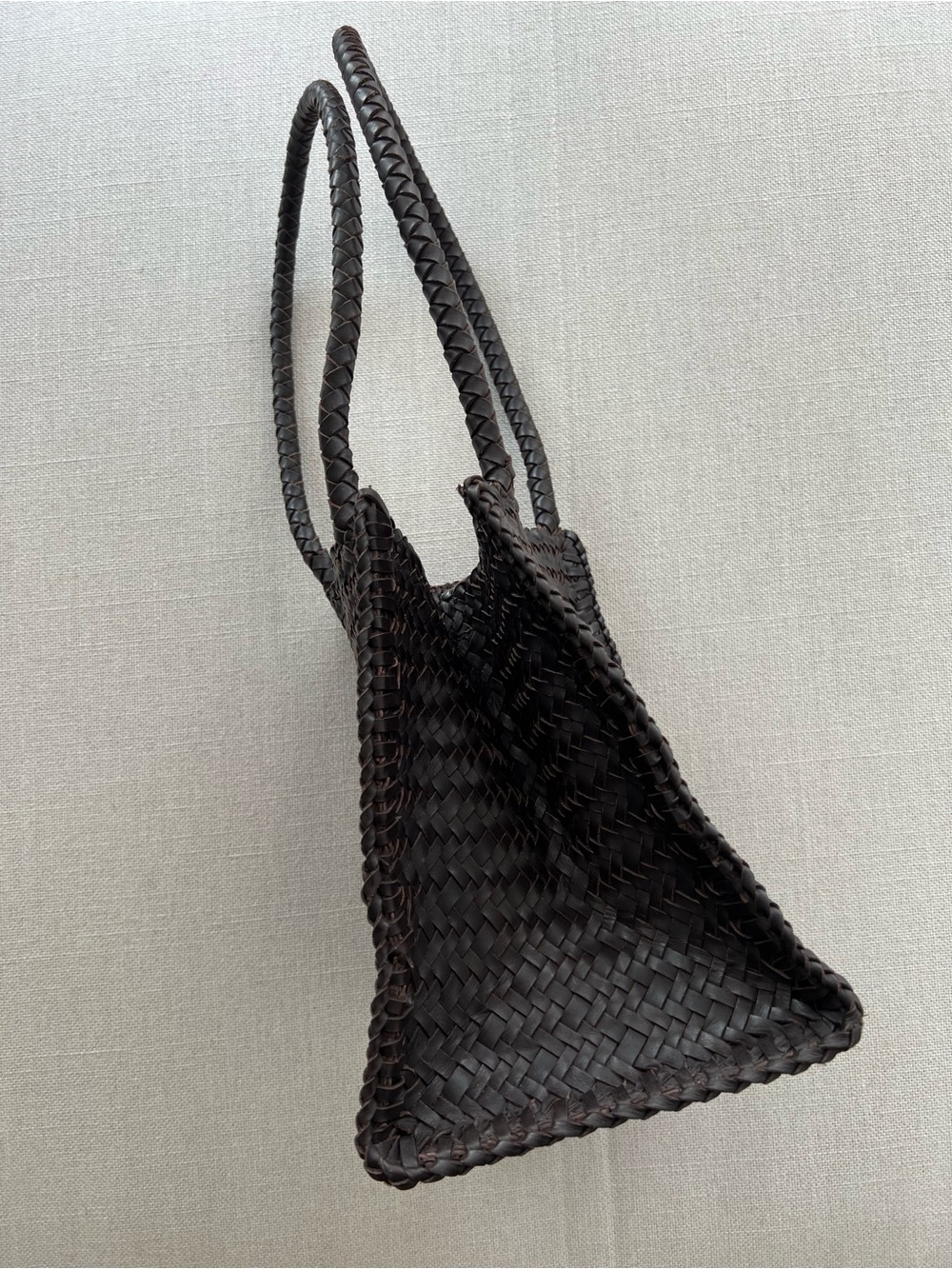 MADEWELL • The Lexington Real Brown Leather Intrecciato Weave Small Box Tote - Picture 11 of 14